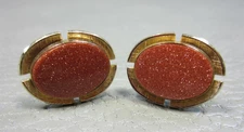 Vintage Goldstone Yellow Gold Plated Cuff Links 