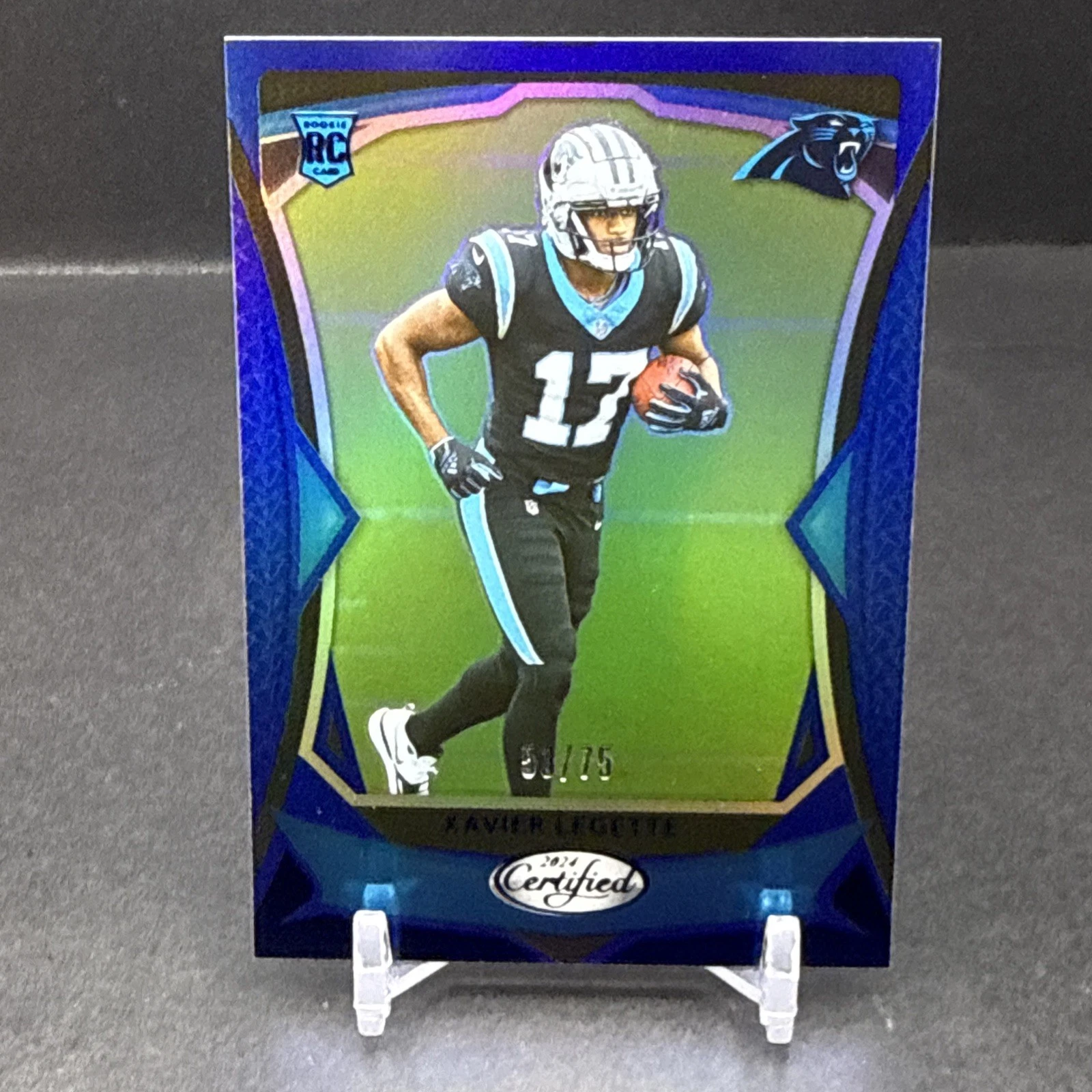 Xavier Legette 2024 Panini Certified RC #123 Blue Mirror SP 53/75 Panthers AB3