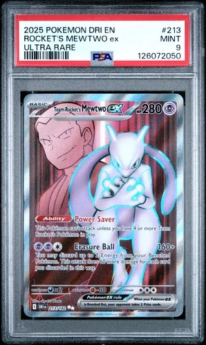 2025 POKEMON DRI EN-DESTINED RIVALS ULTRA RARE TEAM ROCKET'S MEWTWO EX PSA 9
