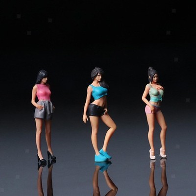 3-teiliges Set Miniatur-Mädchenfiguren im Maßstab 1:64 für Mikrolandschaften