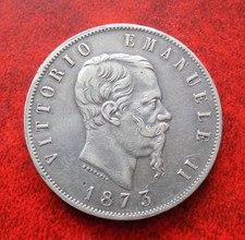 5 Lire 1873 Zecca di Milano 2° TIPO ARGENTO 900/1000 (W