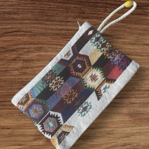 Tapestry Clutch Bags, Set of 2 - Zippered Pouch with Turkish Traditional Pattern - Picture 4 of 4