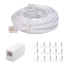 20 Feet Long Telephone Extension Cord Phone Cable Line Wire, with Standard RJ11
