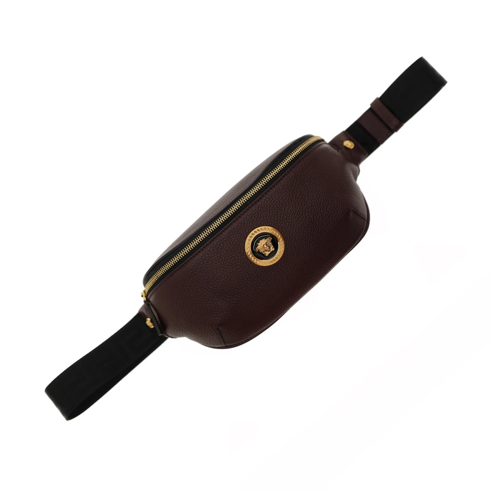 Versace — Versace Medusa Belt Bag Burgundy Grainy Leather New