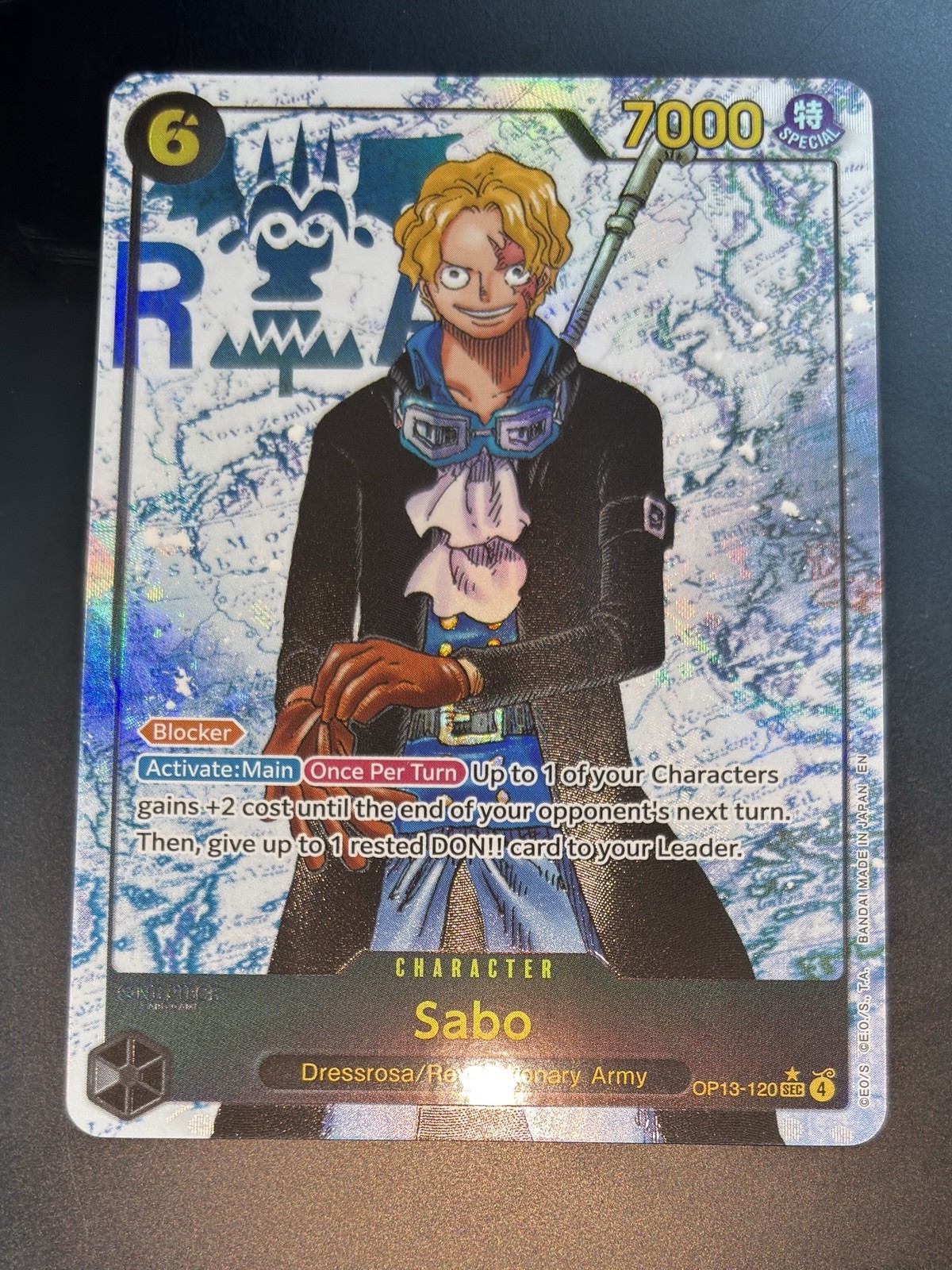 ONE PIECE CCG Carrying On His Will SABO SEC Alt Art Card Op13-120 SEC* ENGLISH