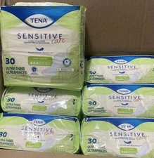 Tena Sensitive Care Ultra Thin Light Incontinence pads Regular, 30 Ct .  PACK 6