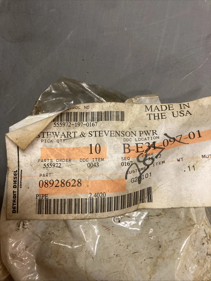 Paquete de 10 pipas nuevas antiguas Stewart & Stevenson MTU 08928628 | EE. UU. VENDEDOR Foto 2 de 4