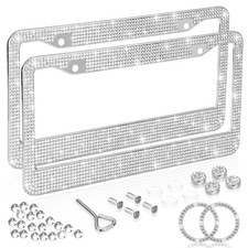 Bling License Plate Frames for Women 2 Pack, Rhinestone Crystal License Plate...