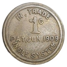 1909 US Rare Hamilton Ohio J. W. Coyle Token 1c Scrip Ingle System Store Credit