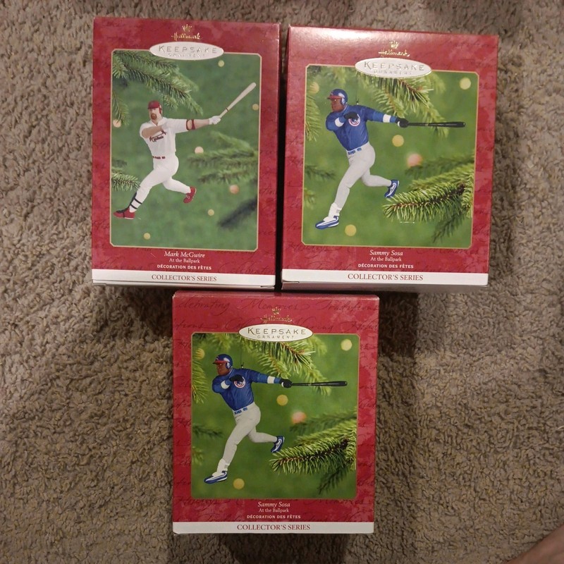 Lot of  3 Hallmark Keepsake “At the Ballpark”  Ornament Mcgwire and Sosa 