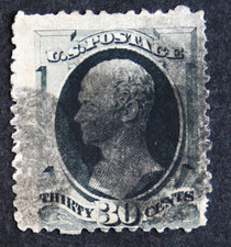 5-30,  RNV480 ****  SCOTT#165,  30c ALEXANDER HAMILTON,  USED,  c1874,  CV$150