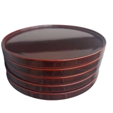 Echizen Lacquerware Natural Wood Tamenuri 5 Sun Plates Set for Serving