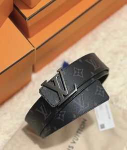 LOUIS VUITTON BELT 100% AUTHENTIC BLACK LEATHER CLASSIC BUCKLE S-M SIZE MONOGRAM