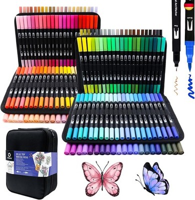 Artecho Dual Brush Pen Set 168 Farben mit Schwarzer Tragetasche, Filzstifte