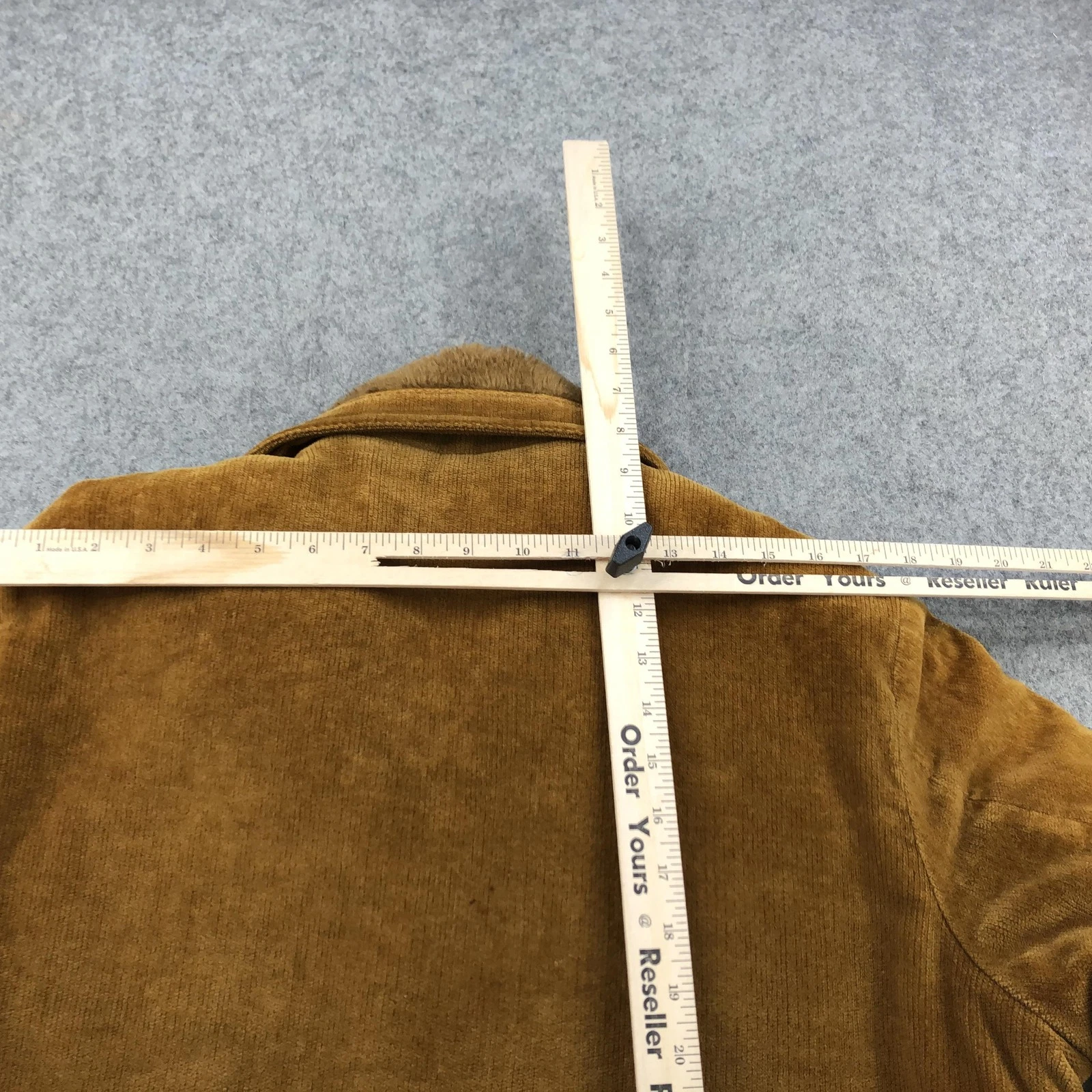 Vintage Cal Craft Coat Mens Large Brown Corduroy Faux Fur Lined Overcoat USA - product detail image 14