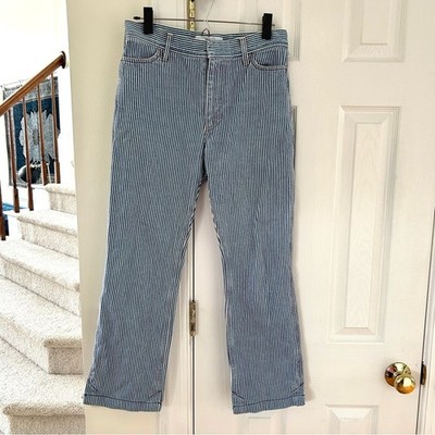 Toga Pulla Railroad Blue & White Pinstripe Straight Leg Jeans