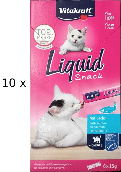 Vitakraft Liquid Snack Mit Lachs (€31,67/Kg) Katzen-Snack Leckerli 10 X 6 X 15 G-image