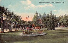 1915 Postcard of a Scene in Library Park, Pasadena, California
