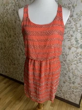  Romeo & Juliet Couture Women's Beaded Mini Dress Size Large Coral NWT