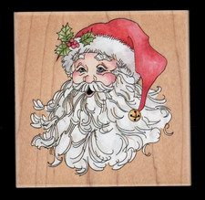 Christmas Jolly Santa 80126 wood block rubber hand stamp Stamps Happen beard