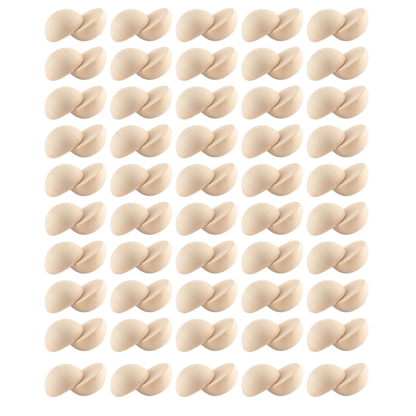 100Pcs 20 mm Half Wooden Beads, Unfinished Split Natural Round Wood Balls5118