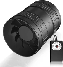 6 Inch Inline Duct Fan 345CFM Airflow with Stepless Speed Control Low Noise