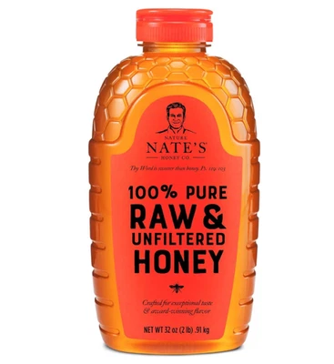 NATURE NATE'S Nate's 100% Pure, Raw & Unfiltered Honey - Award-Winning Taste, 32oz. Squeeze Bo