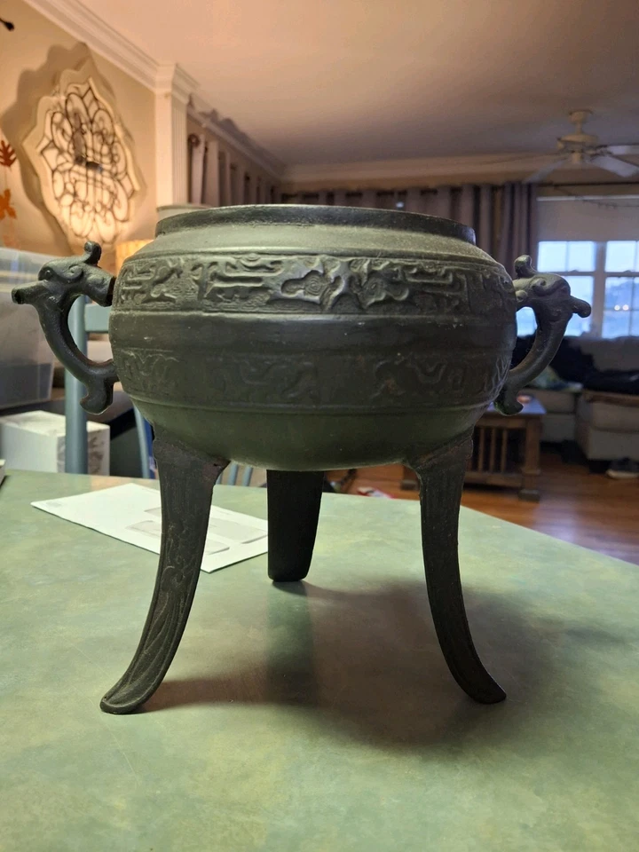 Chinese Cast Iron Archaic Three-footed Censer Known As An Incense Burner Vintage - Image 2 of 3