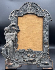 Antique Gilded Cast Iron Art Nouveau W/ Mythical Figures  Easel Frame or Mirror