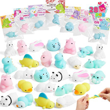 28 Pack Valentines Mochi Squishy Toys with Cards Kids Classroom Party Favors