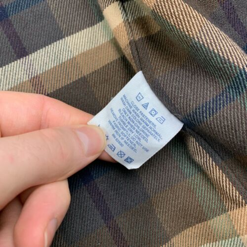 Vtg Lands End Chore Coat Mens L Leather Trim Flannel Lined Barn Field Jacket - Picture 14 of 18