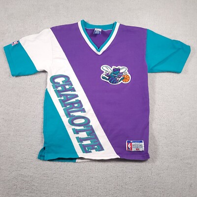 #ad Vtg Champion Charlotte Hornets Official NBA Basketball Shooting Shirt Mens M USA $139.97