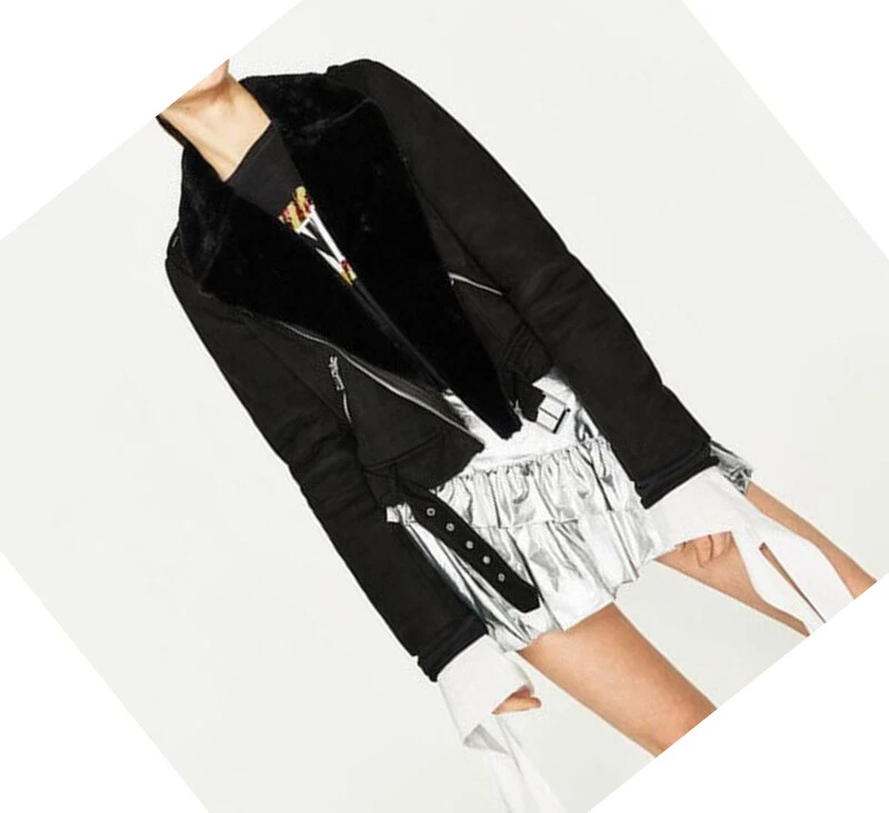 Zara biker cheap fur jacket