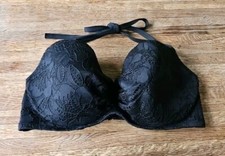 New Victoria's Secret Black Lace Bikini Top Pushup Bathing Swim Bra Rare 34DD