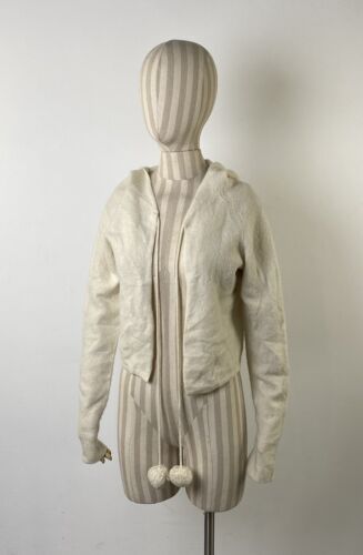 MAX MARA Beige Wool Angora Open Virgin Cardigan Sweater Size M - Picture 2 of 18