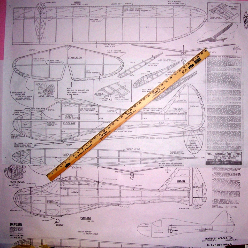 Berkeley SINBAD 60 PLAN + PARTS PATTERNS Enlarged to 60" From SINBAD 40" PLAN  - Image 3 of 4