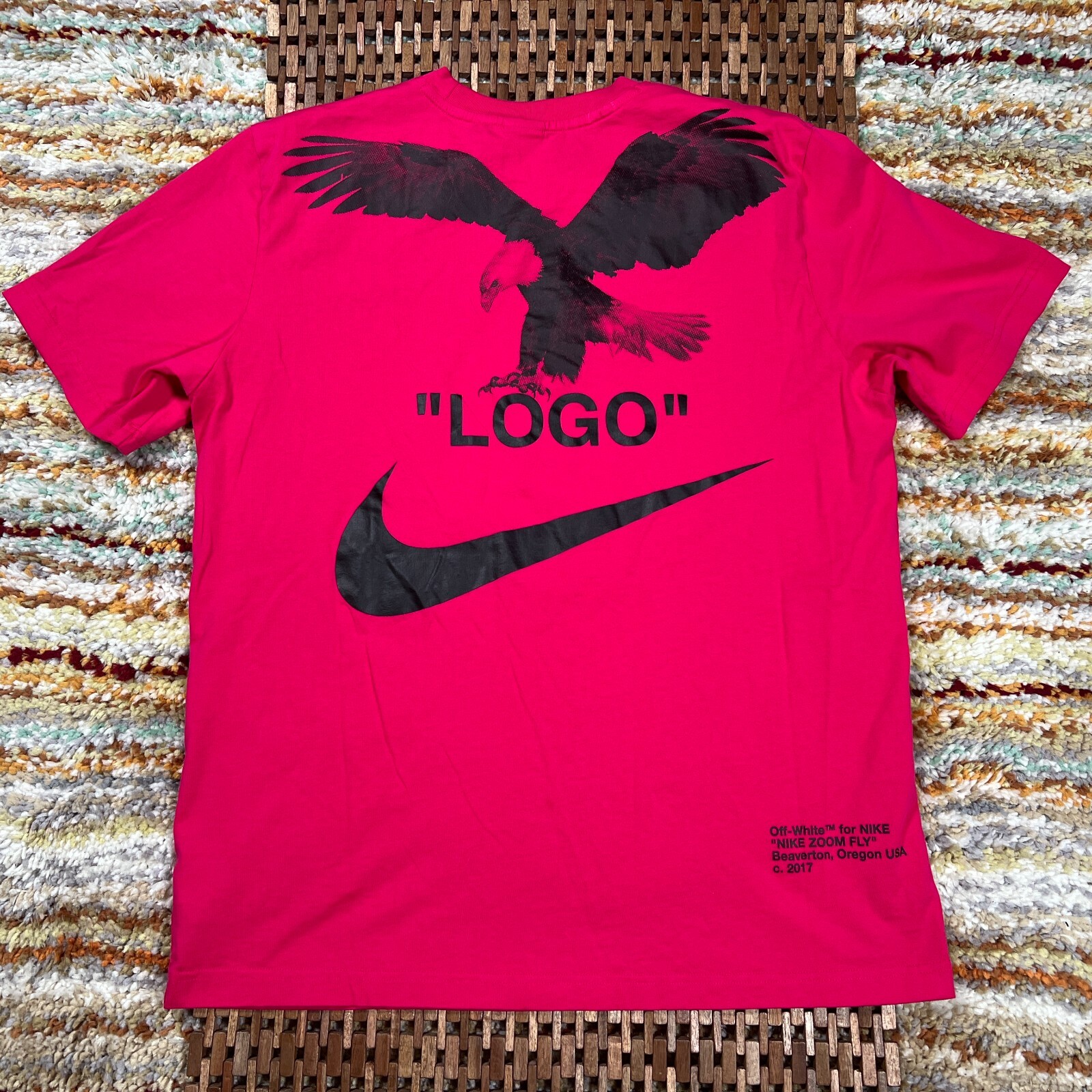 OFF WHITE X NIKE T shirt maglietta Nike Labs x Off White Zoom Fly stampa grafica rosa uomo taglia large