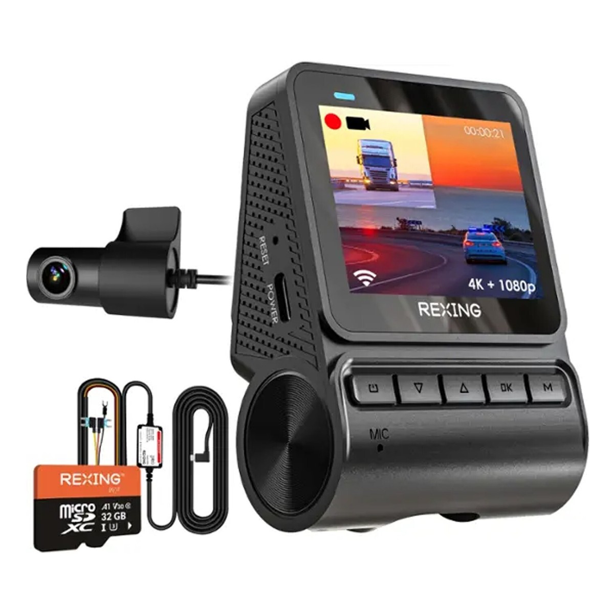 Rexing V1P Flex X4 Dual Dash Cam Front Rear Recording 4K 1080p