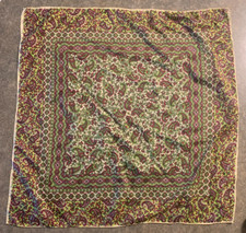 Vintage Glentex Green Yellow Elegant Neck Purse Medium Scarf 27" Square B7-27