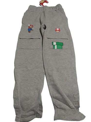Nintendo Super Mario Bros. Cargo Pants Gray Cargo Sweats YOUTH Kids S - Picture 2 of 3