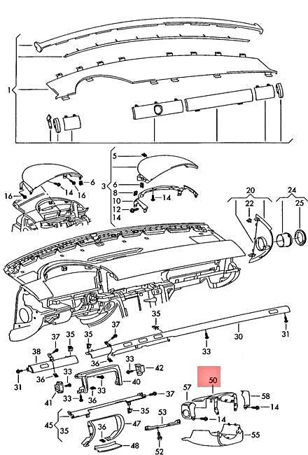 Genuine VW Trim Upper Part Steering Col. Combi Switch Brown