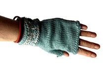 New Handmade Knit Teal Fingerless Gloves