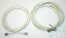 Set of Two Coaxial TV Video Cables Wires Cords Connectors Beige Color Over 5 ft.