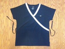 Scrubs Top Size Medium New York MEDics Polyester Spandex Black V Neck Pocket