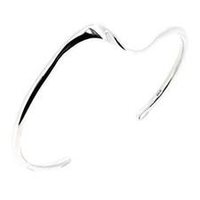 Women's 925 Sterling Silver Wave Bangle Bracelet Cuff