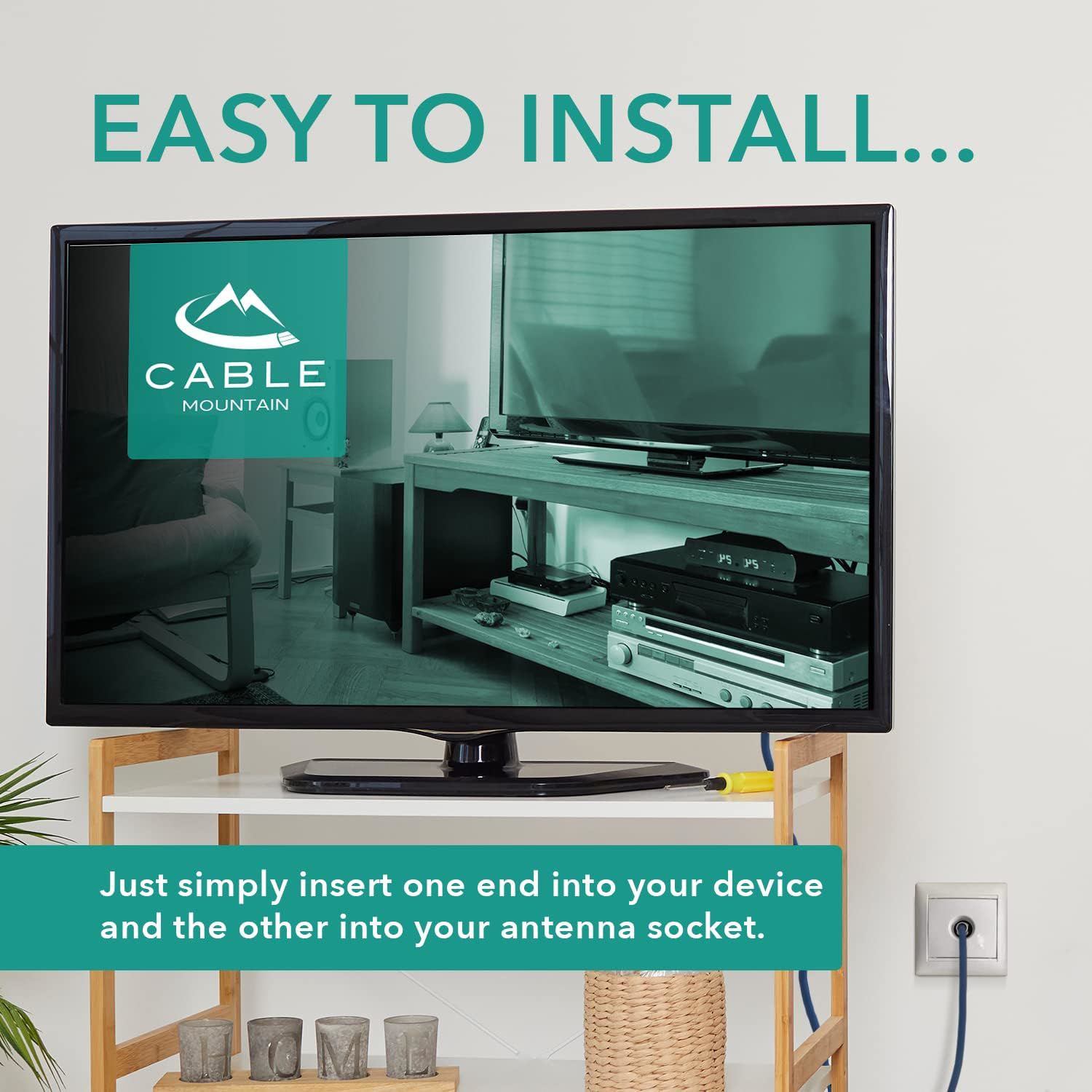 TV Aerial Cable 1m Male to Female Coaxial Wire with Gold Plated Plugs