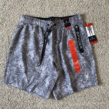 SPYDER Mens Swim Shorts Gray Quick Dry UPF 30 Zip Pocket Boxer Lined Trunks M