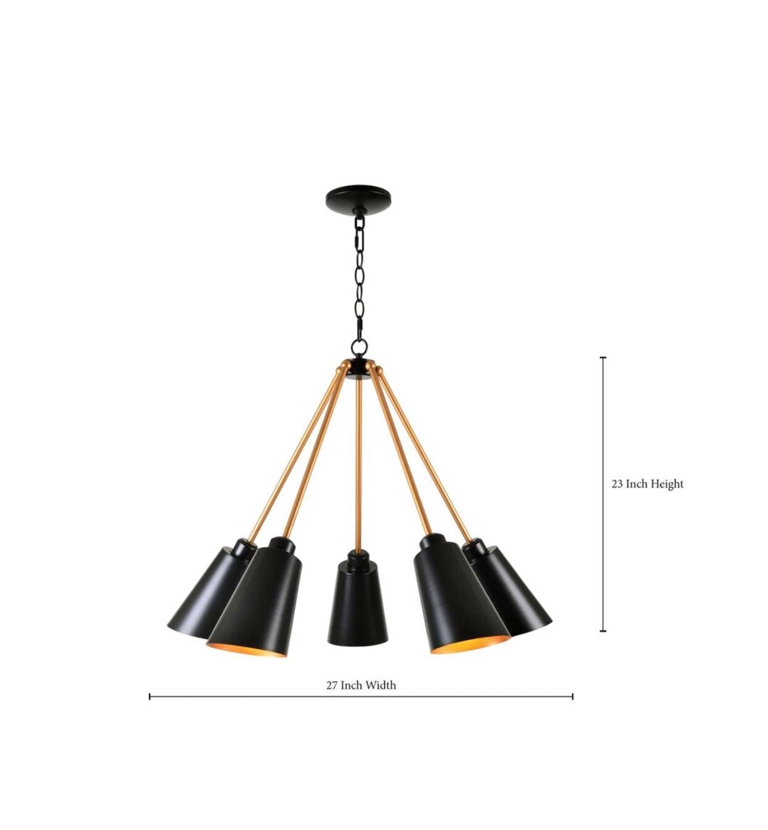 Kenroy Home 93675BL Alvar 5 Light Black Chandelier with Black Shade
