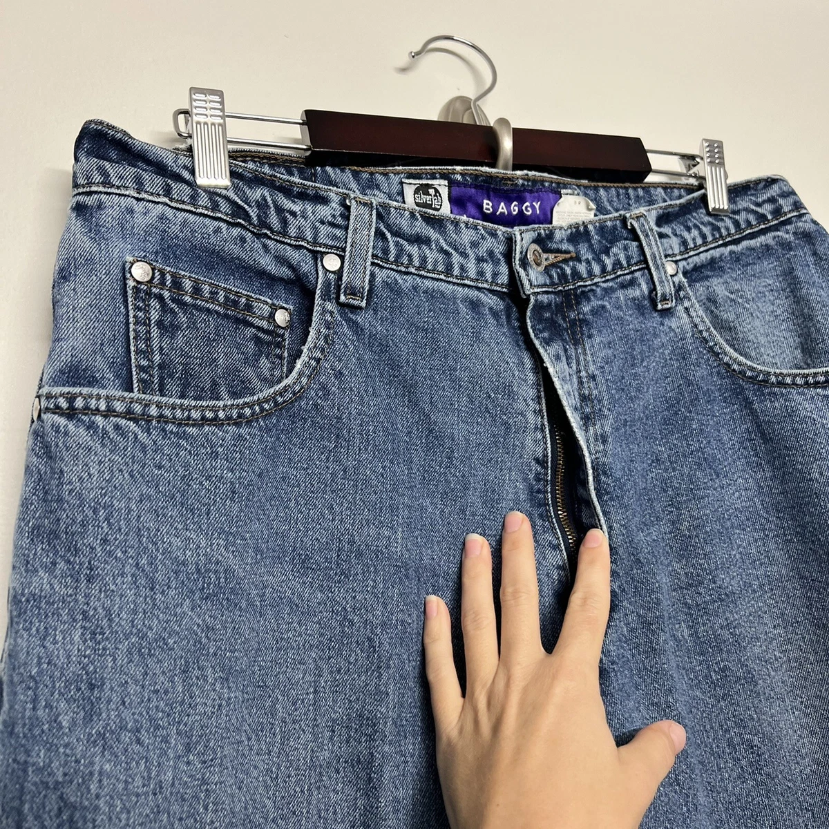 Vintage 90s Levis Silvertab Baggy Skate Rave Med Wash Denim Jeans 36 Mens Pants