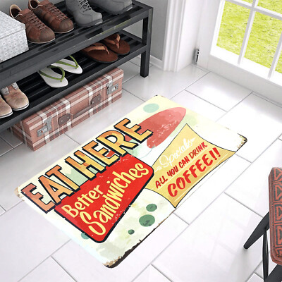 Vintage Style ''Eat Here Best Sandwiches'' Door Mat Rug Indoor Outdoor Decor